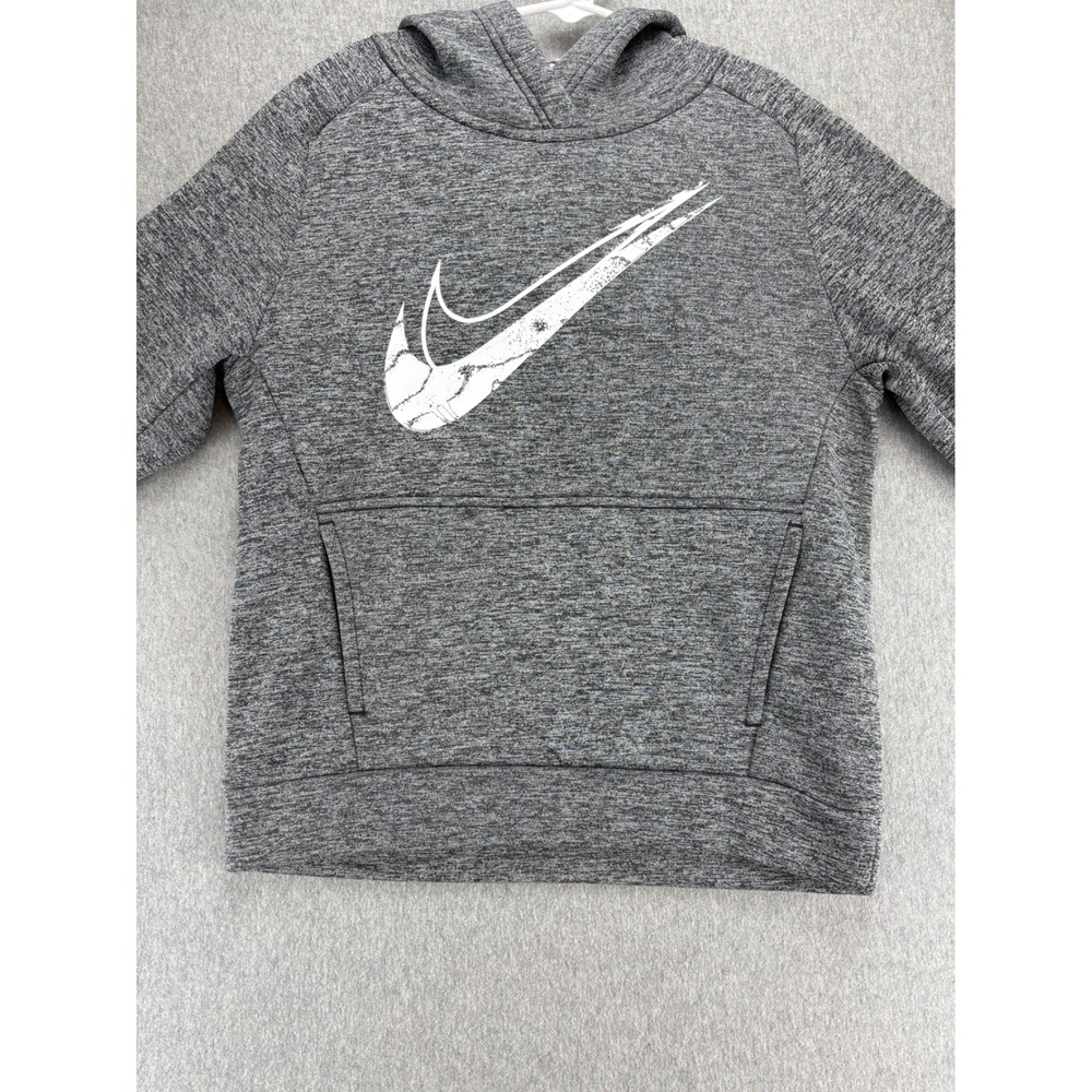 Nike Therma-FIT‎ Pullover Hoodie Gray Youth Medium Logo Sweatshirt Athletic